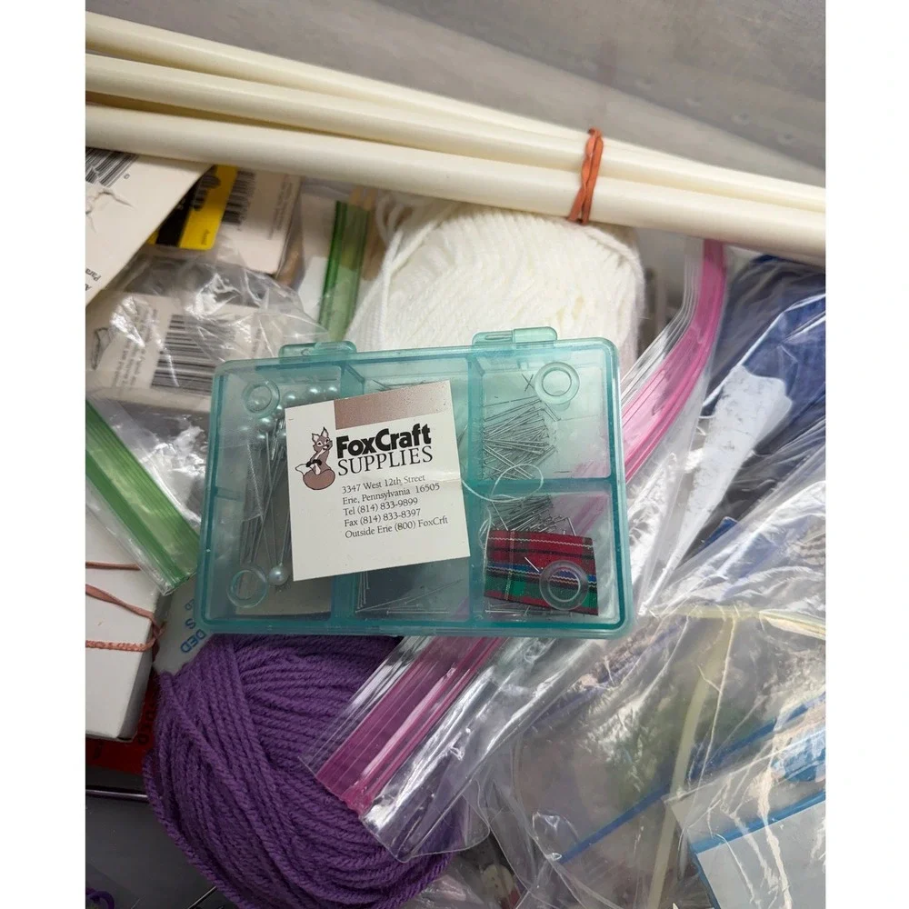Knitting Lot for‎ baby items Yarn Needles pins patterns Buttons Notions